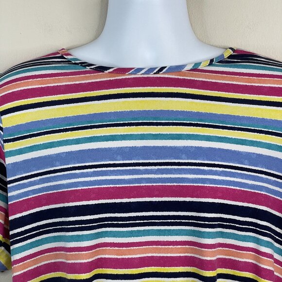 Croft & Barrow Striped Top Women XLarge Colorful Rainbow Casual Travel Stretch - Picture 2 of 9
